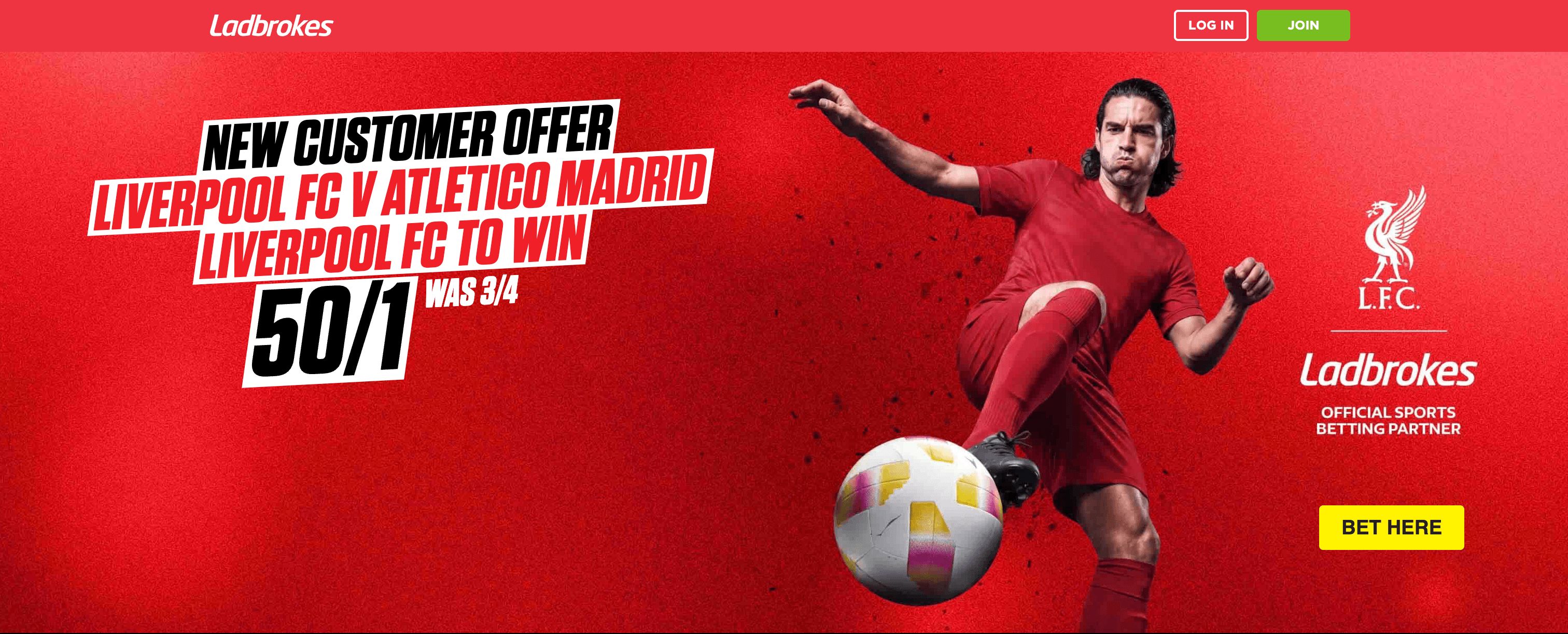 Liverpool 50 offer Ladbrokes