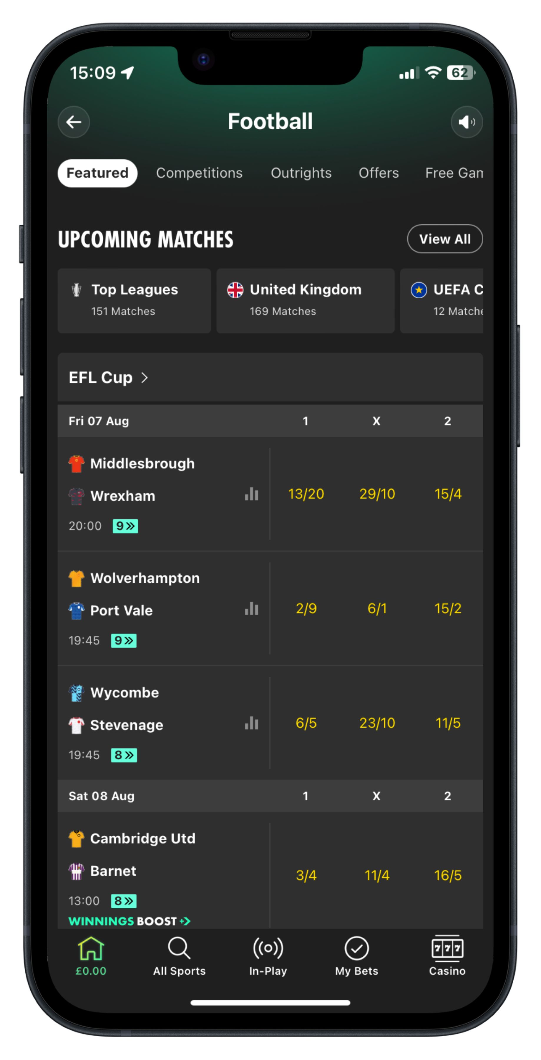 Bet365 App Mockup