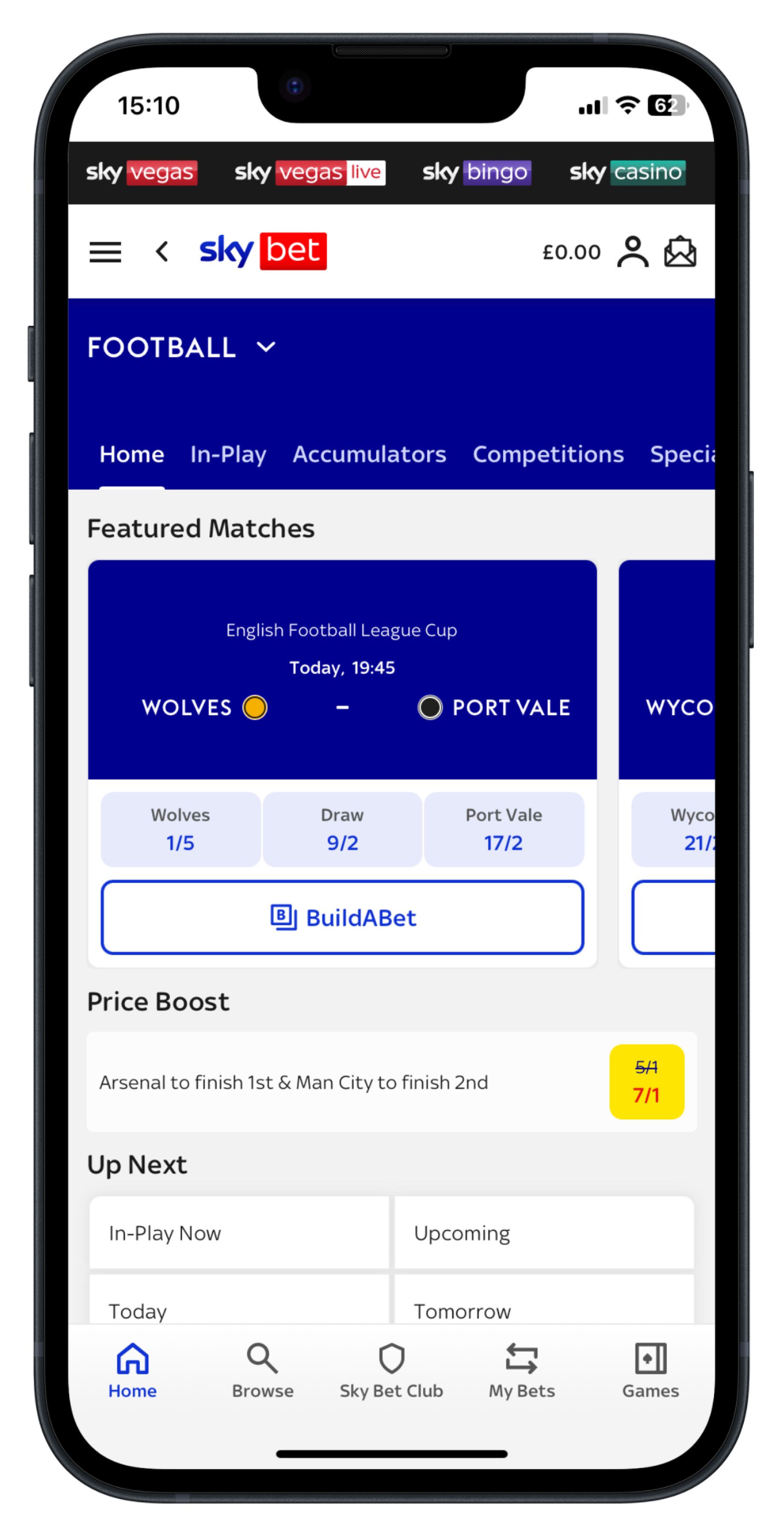 Sky Bet App Mockup