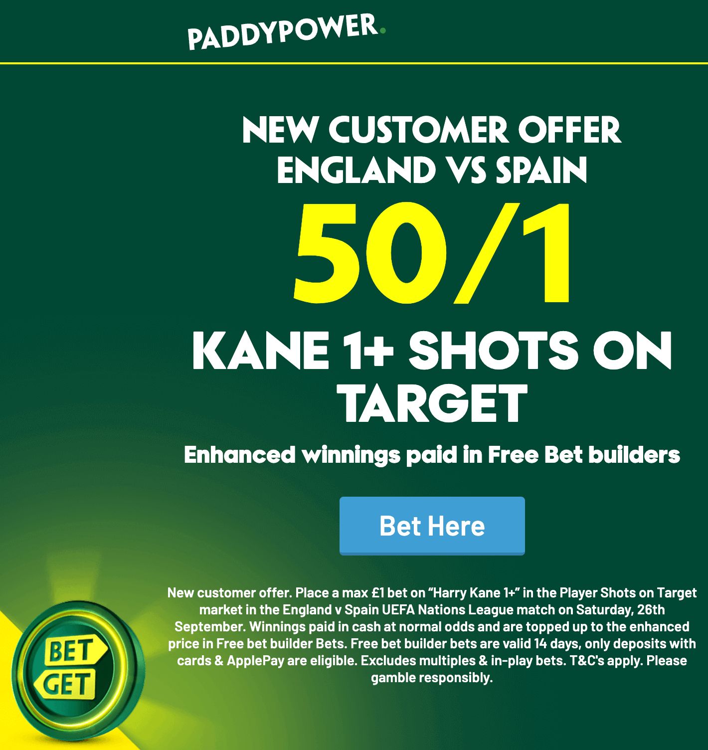 Paddy Power Kane 50/1