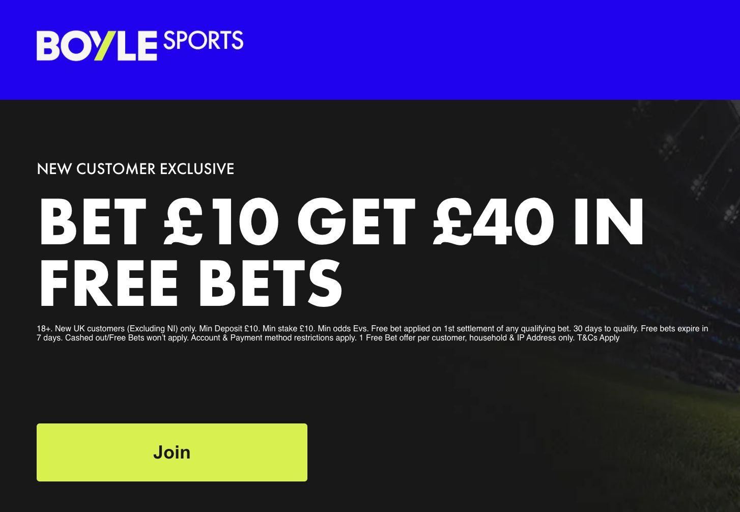 Boyle Sports Sign Up Offer Desktop