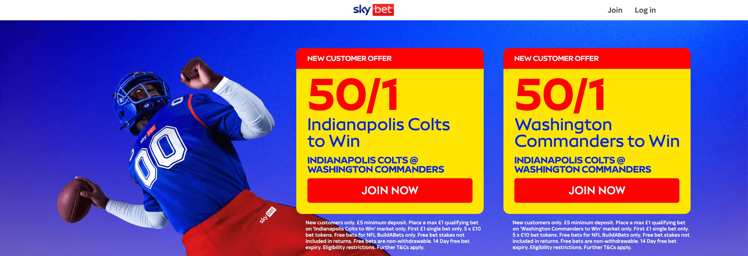 Sky Bet NFL London 50/1 Betting Offers