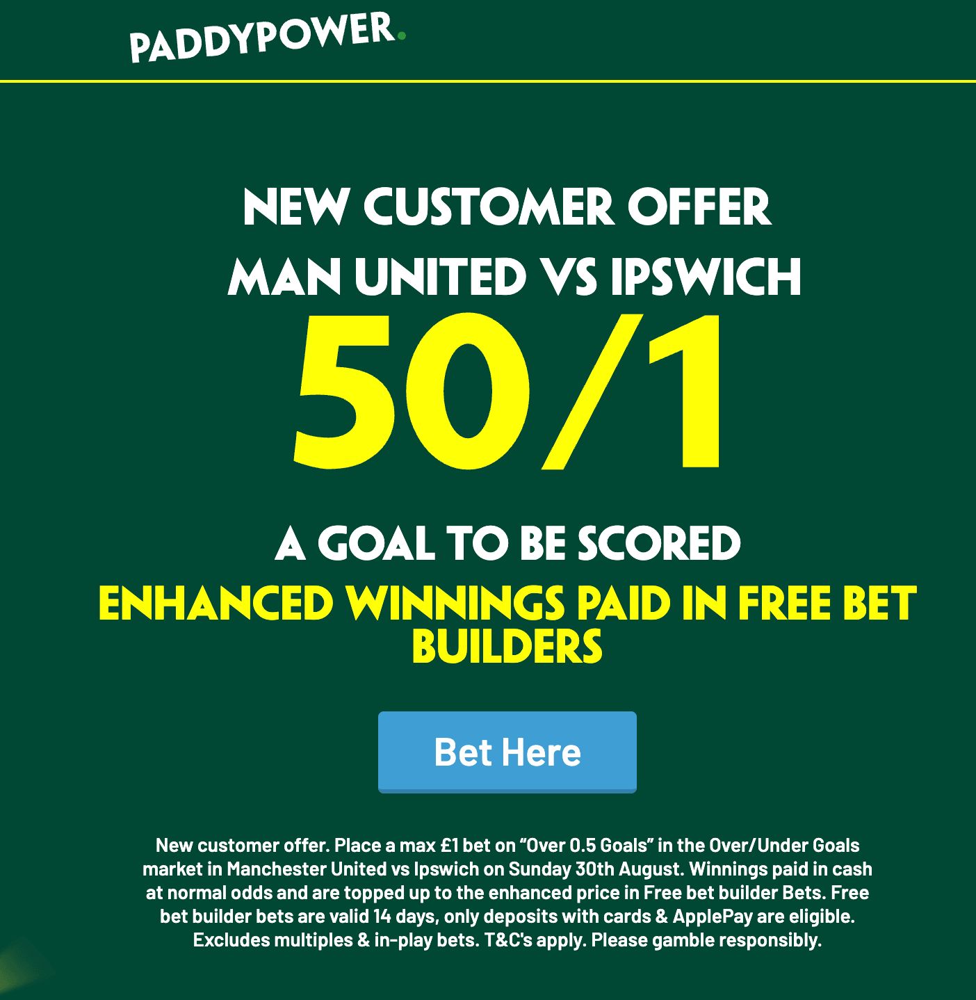 Paddy Power 50 Man United Ipswich