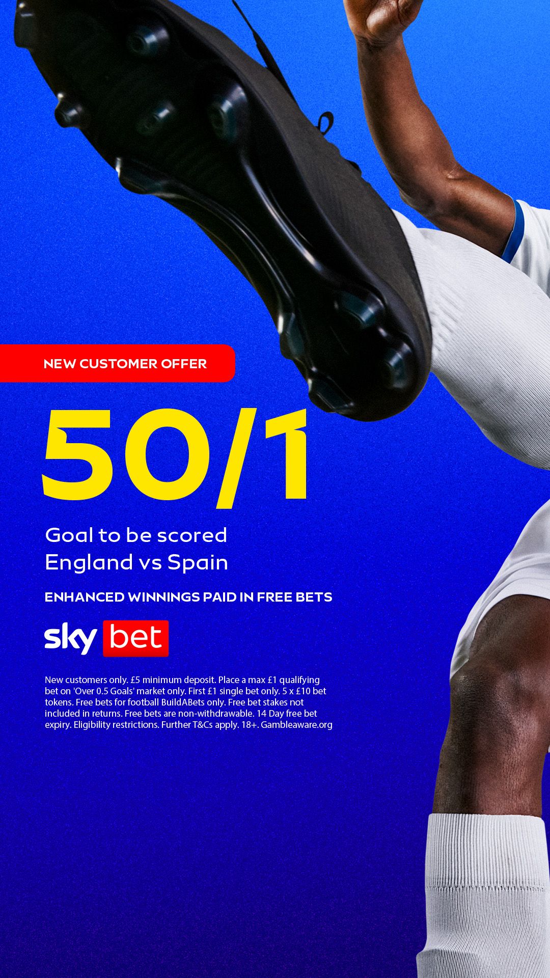 Sky Bet 50/1 England v Spain Enhanced Price