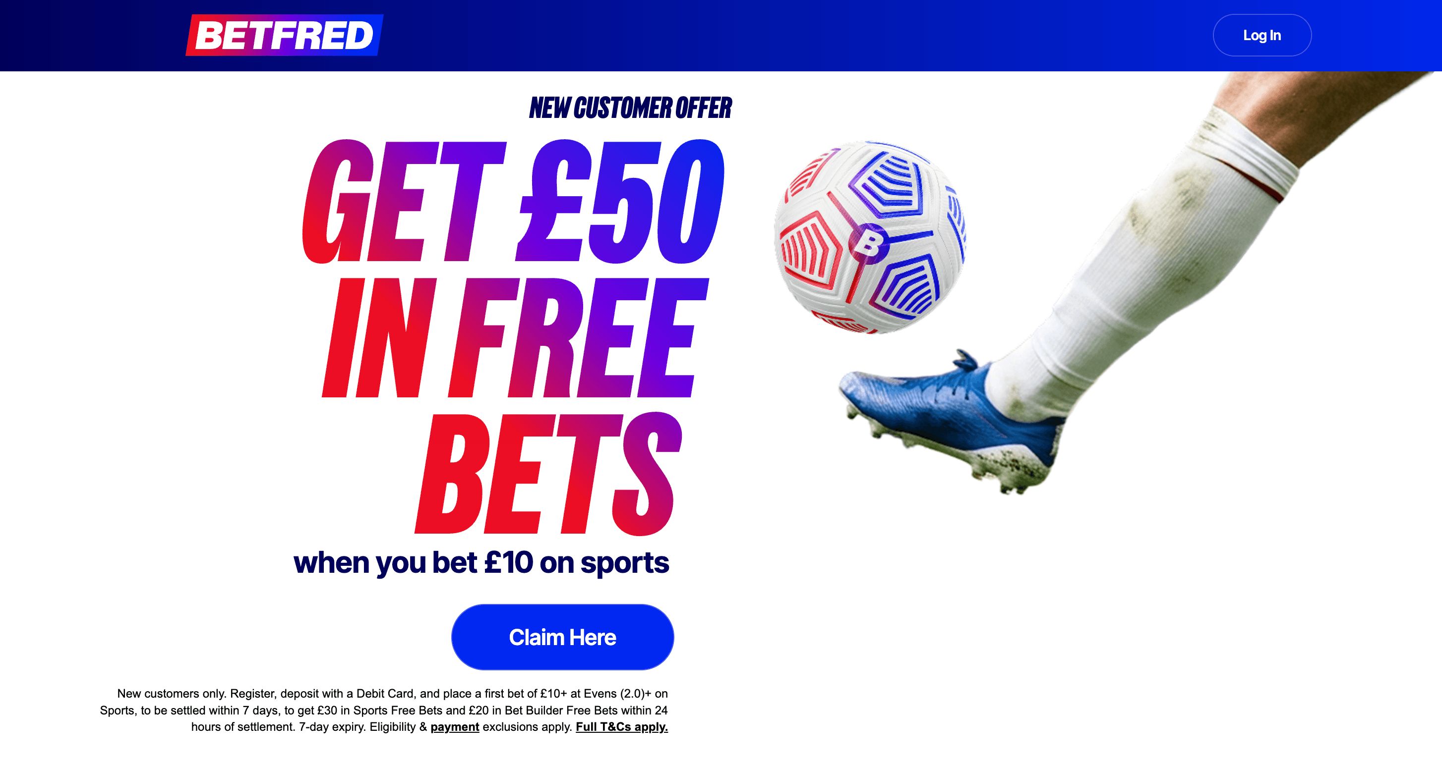 Betfred Bet £10 Get £50